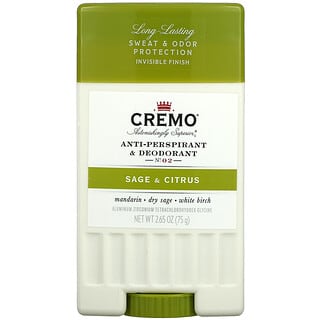 Cremo, Anti-Perspirant & Deodorant, No. 02, Sage & Citrus, 2.65 oz (75 g)