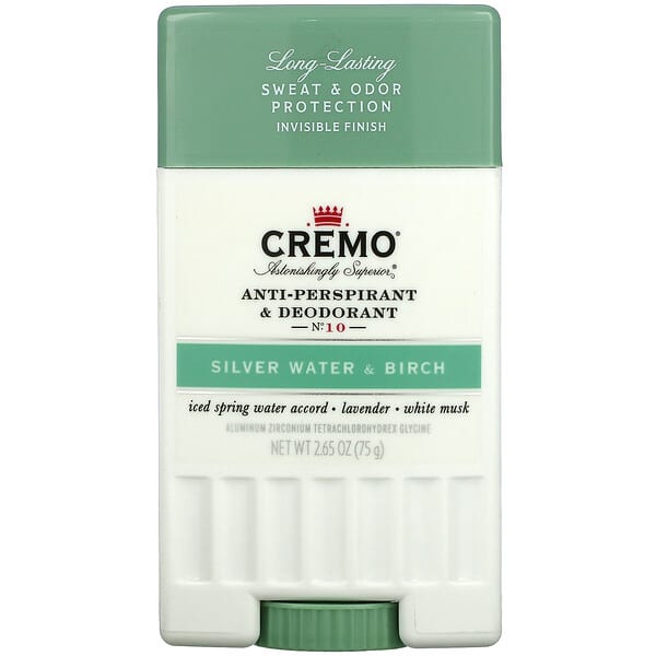 Cremo, Antitranspirante e Desodorante, Nº 10, Água de Prata e Bétula, 75 g (2,65 oz) (Item Descontinuado) 