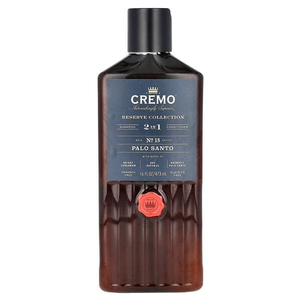 Cremo, Reserve Collection, 2 in 1 Shampoo &amp; Conditioner, Palo Santo, 16 fl oz (473 ml)