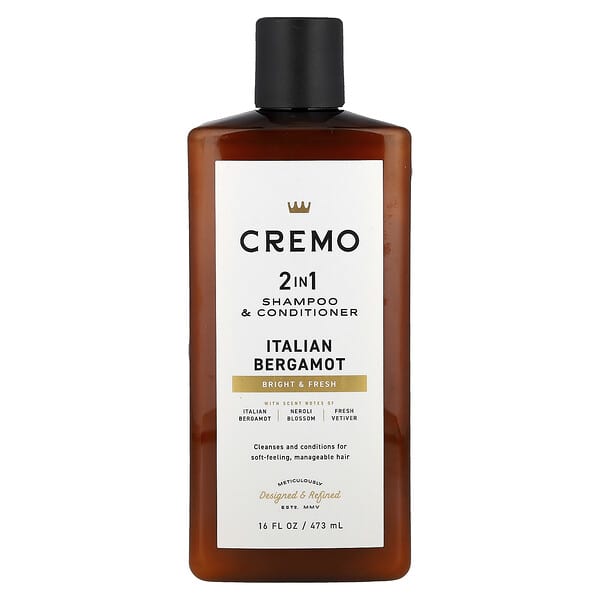 Cremo, 2 in 1 샴푸 & 컨디셔너, 이탈리안 베르가모트, 473ml(16fl oz)