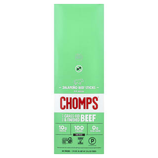Chomps, Beef Sticks, Jalapeno, Medium, 24 Sticks, 1.15 oz Each