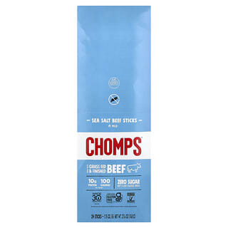 Chomps, Sea Salt Beef Stick, Mild, 24 Sticks, 1.15 oz (32 g) Each