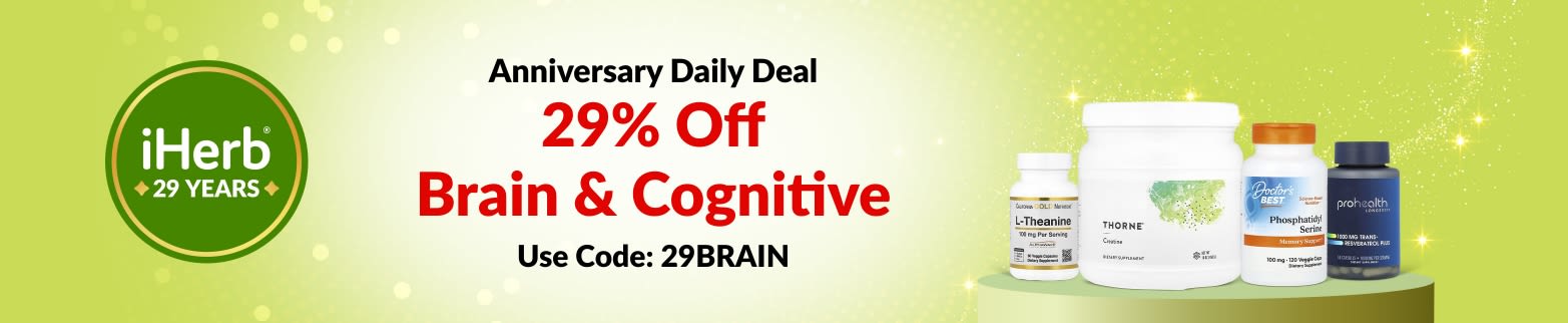 iHerb 29th Anniversary Daily Deal – 29% off Brain & Cognitive with code 29BRAIN.