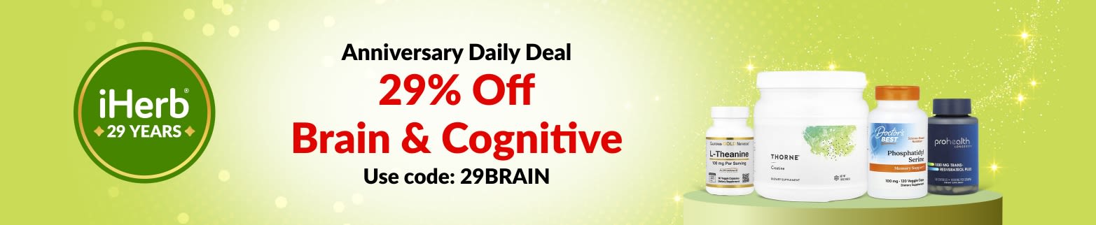 iHerb 29th Anniversary Daily Deal – 29% off Brain & Cognitive with code 29BRAIN.