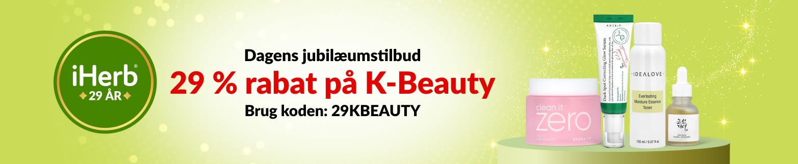 iHerb 29-års jubilæumstilbud – 29% rabat på K-Beauty med koden 29KBEAUTY.