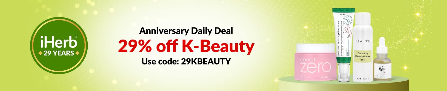 iHerb 29th Anniversary Daily Deal – 29% off K-Beauty with code 29KBEAUTY.