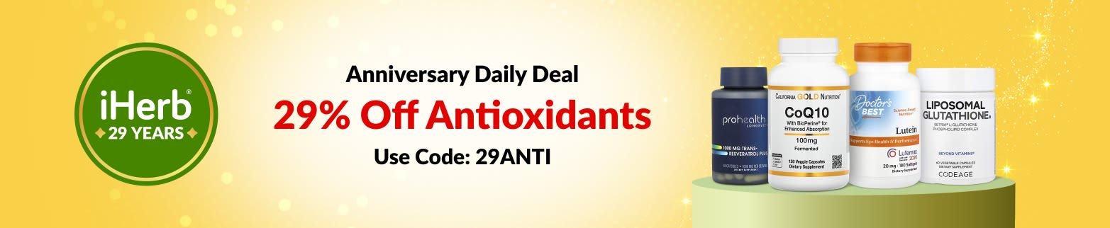 iHerb 29th Anniversary Daily Deal – 29% off Antioxidants with code 29ANTI.