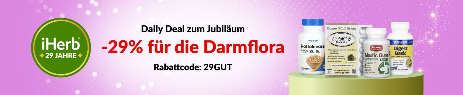 iHerb 29. Jubiläum Tagesangebot: 29% Rabatt für die Darmflora mit dem Code 29GUT.