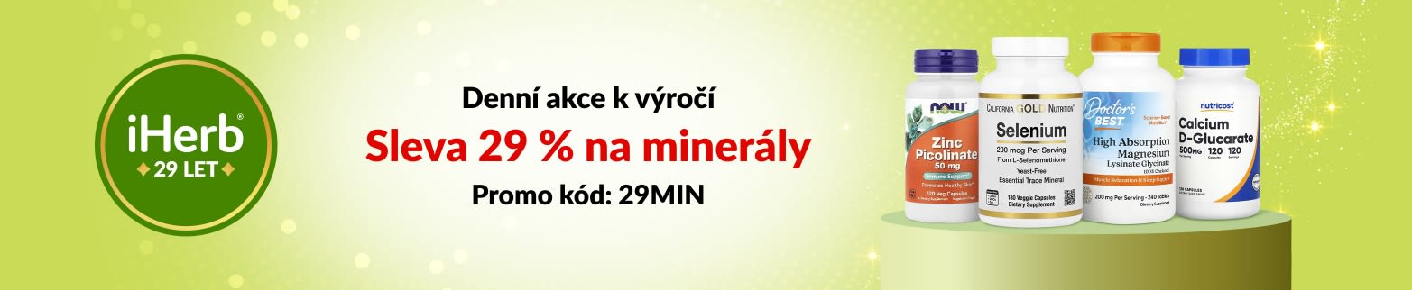 Denní akce k 29. výročí iHerb – 29% sleva na minerály s kódem 29MIN.