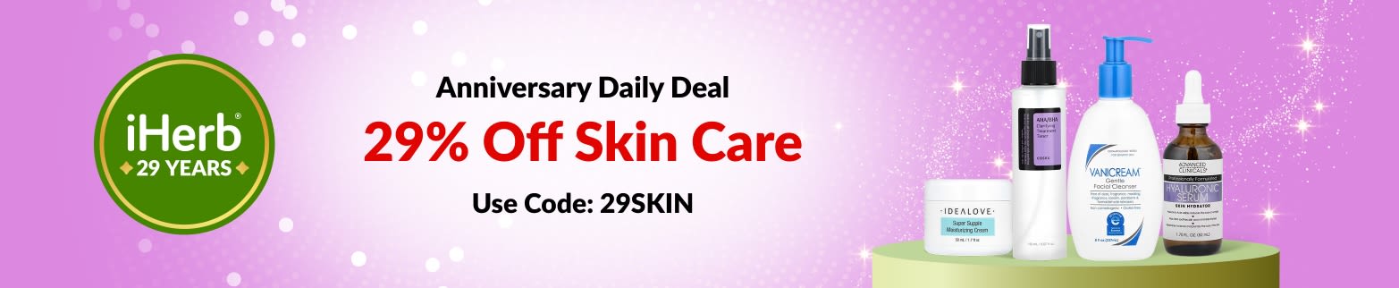 iHerb 29th Anniversary Daily Deal – 29% off Skin Care with code 29SKIN.