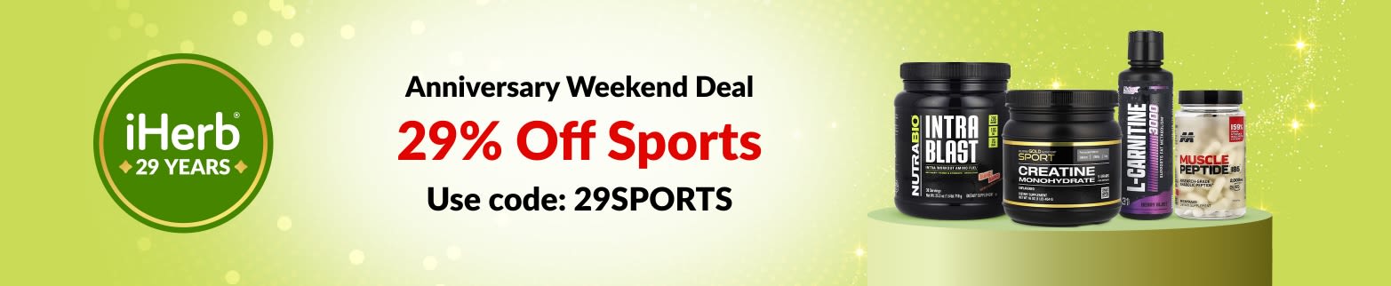iHerb 29th Anniversary Weekend Deal – 29% off Sports with code 29SPORTS.