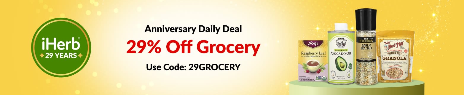 iHerb 29th Anniversary Daily Deal – 29% off Grocery with code 29GROCERY.