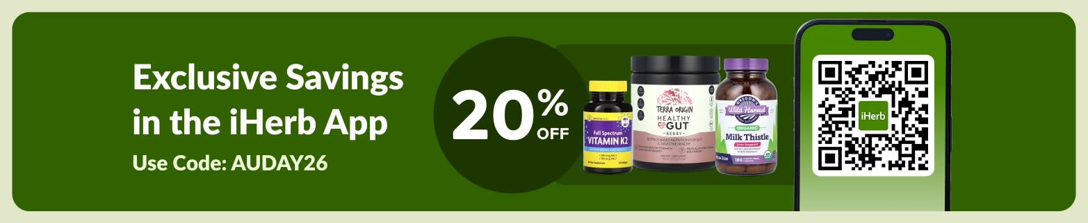 20% Off Exclusive Savings in the iHerb App. Use Code: AUDAY26