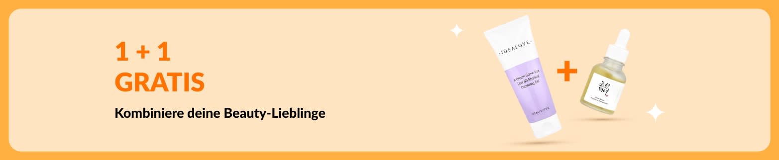 1+1 Gratis Aktion, mit Hautpflegeprodukten als Kombi.