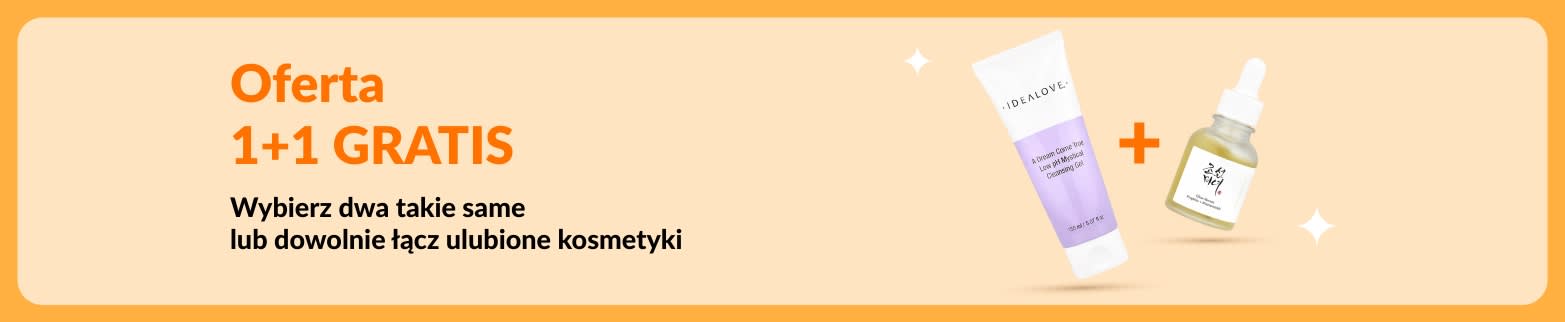 Wyprzedaż kosmetyków: Oferta 1+1 GRATIS. Promocja obejmuje produkty do pielęgnacji skóry - wybierz dwa ulubione produkty i zapłać za jeden.