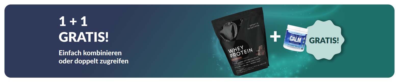iHerb Werbebanner mit dem Angebot „Kaufe eins und erhalte eins gratis“ für Gesundheitsprodukte wie probiotische Nahrungsergänzungsmittel und Seren.