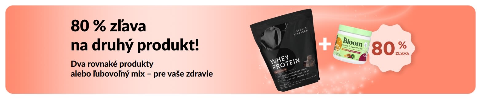Propagačný baner iHerb s 80 % zľavou na druhý produkt pre zdravie.
