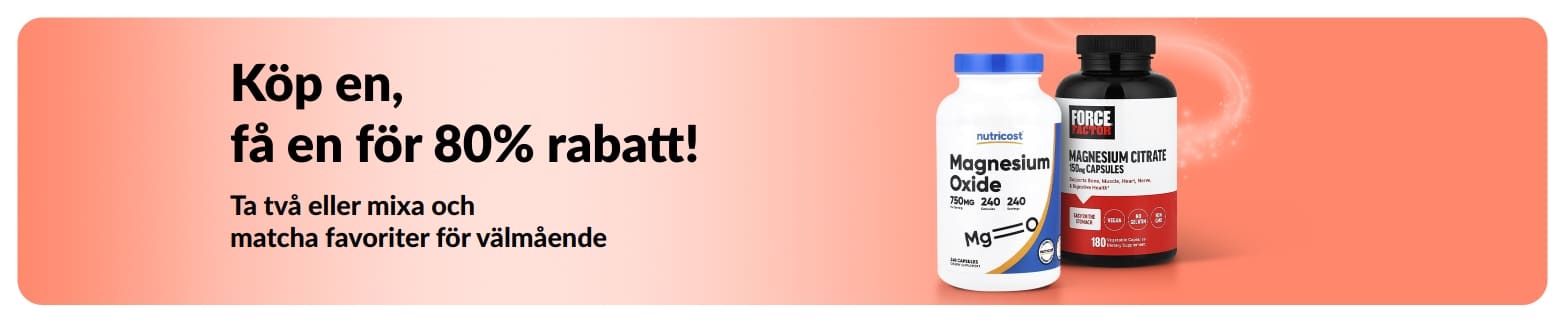 iHerb kampanjbanner som erbjuder köp en, få en för 80% rabatt på favoriter för välmående.