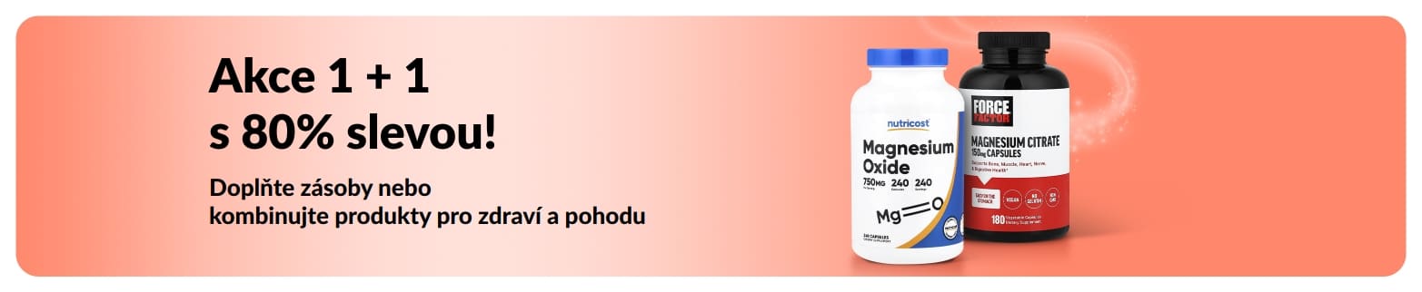 Promo banner iHerb nabízející akci 1 + 1 s 80% slevou na produkty pro zdraví a pohodu.
