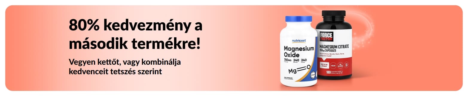 iHerb promóciós banner, amely két akciós termék vásárlása esetán kedvezményt kínál a második termékre.