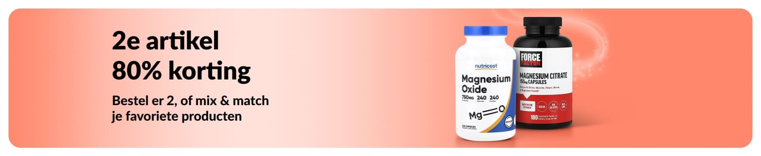 iHerb-promotiebanner met een aanbieding: koop één wellnessproduct en krijg het tweede met 80% korting
