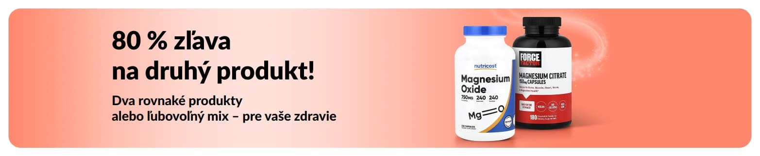 Propagačný baner iHerb s 80 % zľavou na druhý produkt pre zdravie.