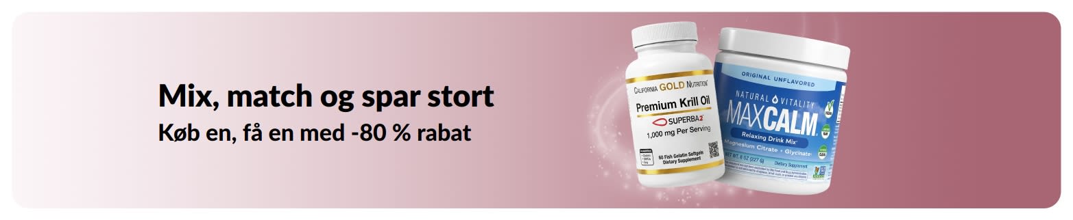 iHerb-kampagnebanner med tilbud om køb en, få en med -80 % rabat på helsefavoritter.