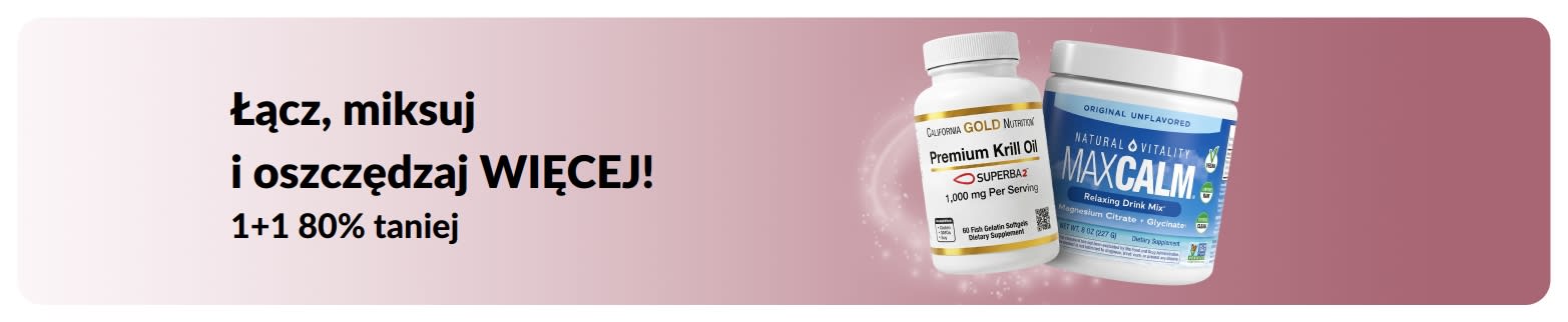 Baner promocyjny iHerb: Druga sztuka 80% TANIEJ na produkty dla zdrowia.