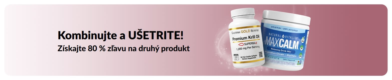 iHerb baner propagujúci 80 % zľavu na druhý produkt pre zdravie a pohodu.