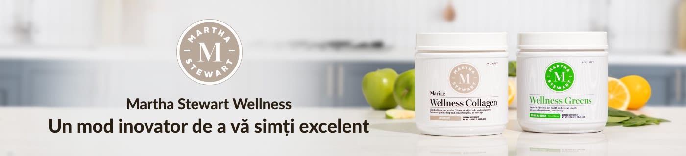 Comandați suplimente Martha Stewart Wellness, inclusiv colagen marin, alimente verzi și multe altele.