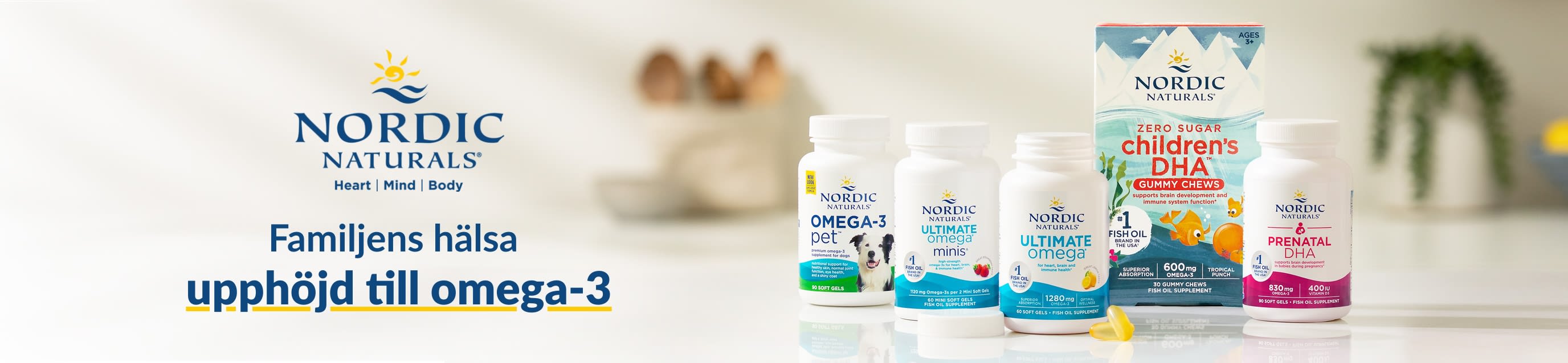 Nordic Naturals-banner med omega-3-tillskott med texten: 