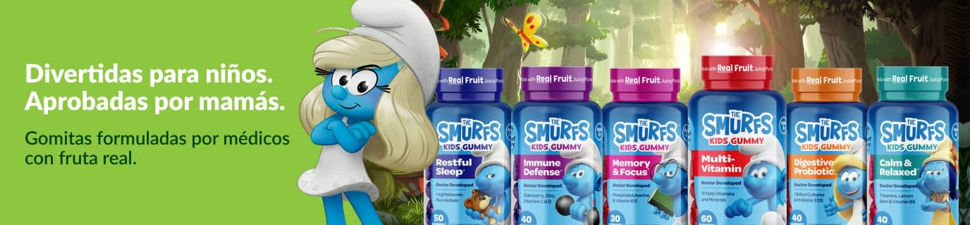 Gomitas infantiles The Smurfs: formuladas por médicos con fruta real.