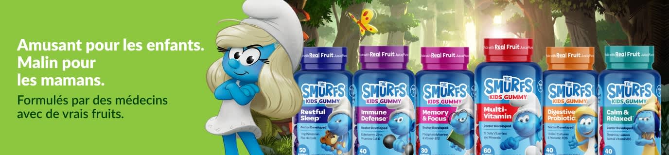 The Smurfs Kids Gummy – formulés par des médecins avec de vrais fruits.