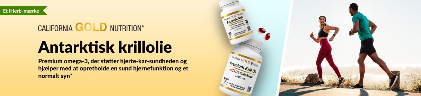 California Gold Nutrition antarktisk krillolie-banner, der promoverer premium omega-3-støtte til hjerte-, hjerne- og øjensundhed.