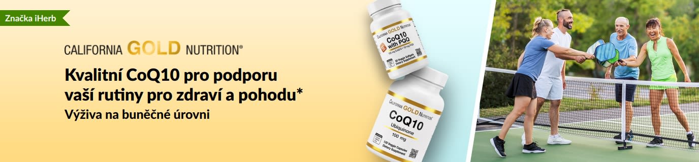 Doplňky stravy California Gold Nutrition CoQ10 pro zdraví a pohodu s baleními produktů a aktivními lidmi hrajícími pickleball.