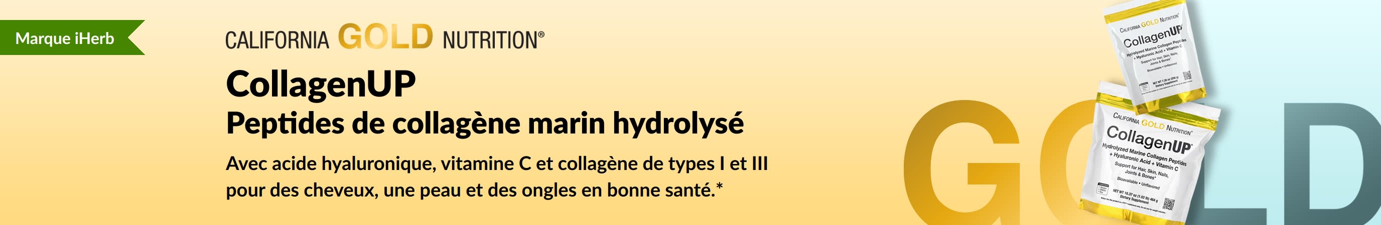 California Gold Nutrition - CollagenUP : peptides de collagène marin hydrolysé - Exclusivement sur iHerb !