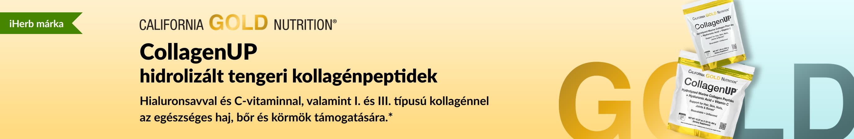 California Gold Nutrition - CollagenUP: hidrolizált tengeri kollagénpeptidek  - Csak az iHerbnél!