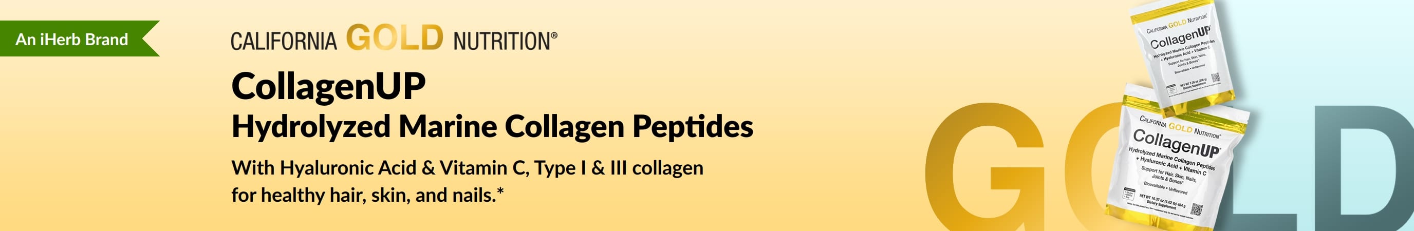 California Gold Nutrition - CollagenUP: Hydrolyzed Marine Collagen Peptides  - Only at iHerb!