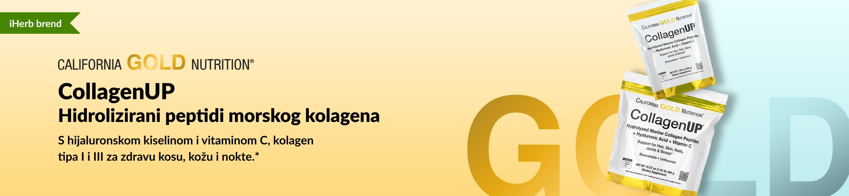 California Gold Nutrition – CollagenUP: hidrolizirani peptidi morskog kolagena – samo na iHerbu!
