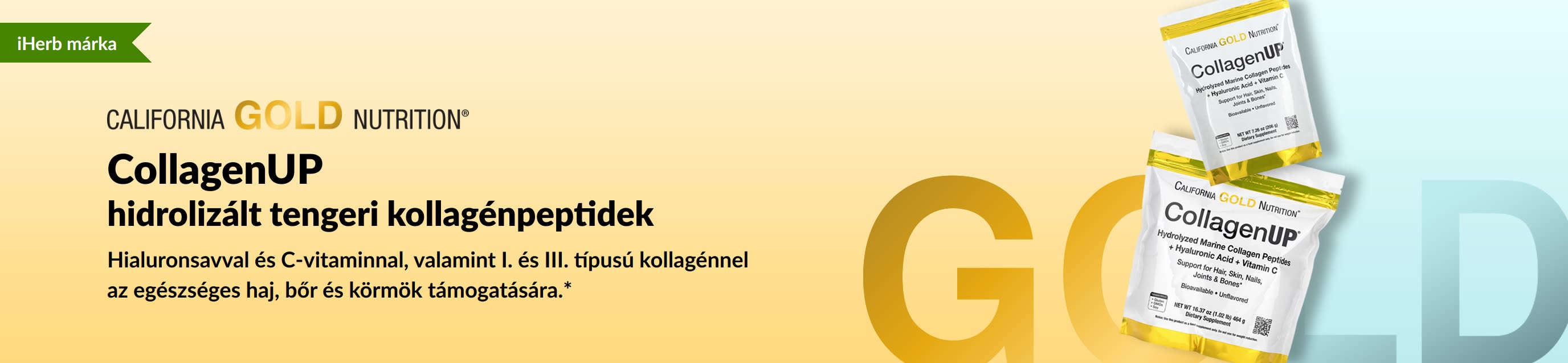 California Gold Nutrition - CollagenUP: hidrolizált tengeri kollagénpeptidek  - Csak az iHerbnél!