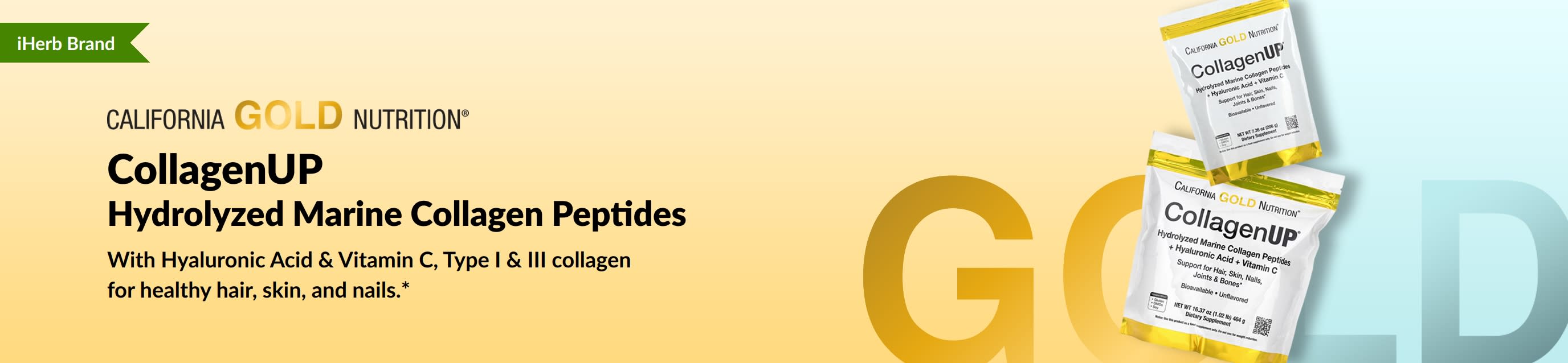 California Gold Nutrition - CollagenUP: Hydrolyzed Marine Collagen Peptides  - Only at iHerb!