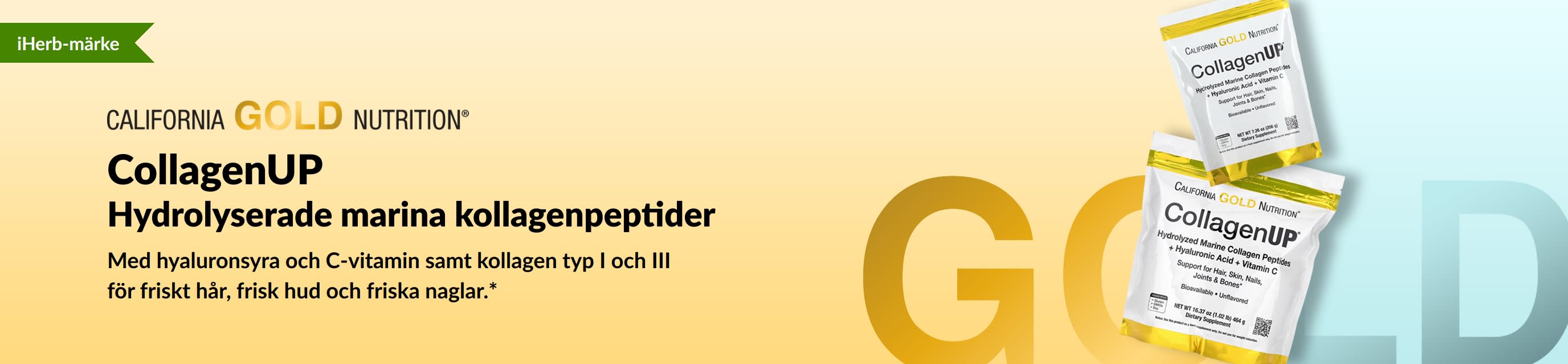 California Gold Nutrition - CollagenUP: Hydrolyserade marina kollagenpeptider - Bara på iHerb!