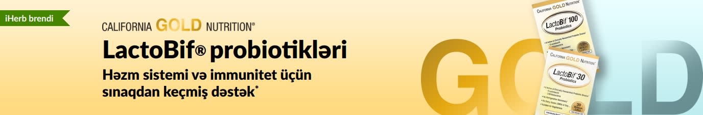 Yalnız iHerb-də: California Gold Nutrition LactoBif® probiotik kompleksi həzm sistemi və immunitet üçün sınaqdan keçmiş dəstək təmin edir.*