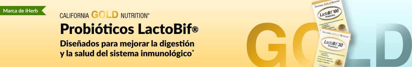 Probióticos LactoBif® de California Gold Nutrition, diseñados para mejorar la digestión y la salud del sistema inmunológico, disponibles solo en iHerb.