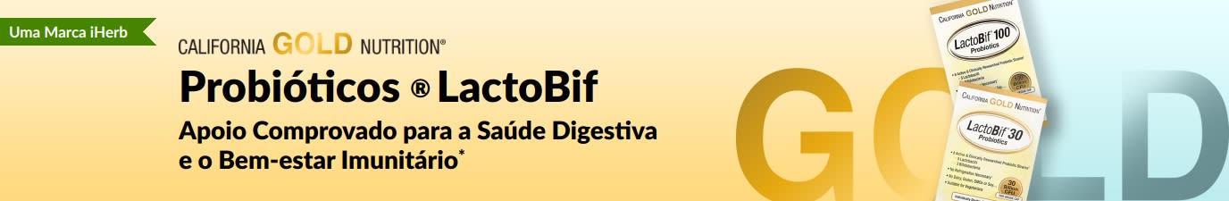California Gold Nutrition Suplemento de probióticos da LactoBif® a oferecer apoio comprovado para a saúde digestiva e o bem-estar imunitário*, exclusivamente na iHerb.