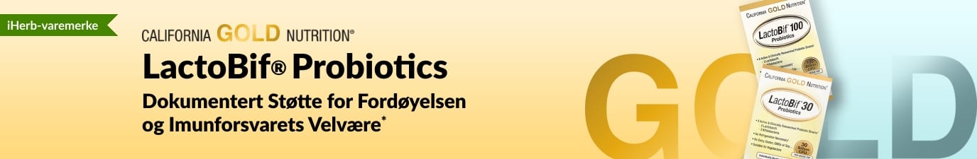 California Gold Nutrition LactoBif® Probiotics er et kosttilskudd som gir dokumentert støtte til fordøyelsen og immunforsvaret – eksklusivt tilgjengelig hos iHerb.