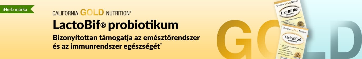 California Gold Nutrition LactoBif® probiotikumos étrend-kiegészítő, amely bizonyítottan támogatja az emésztőrendszer és az immunrendszer egészségét*, és kizárólag az iHerb kínálatában kapható.