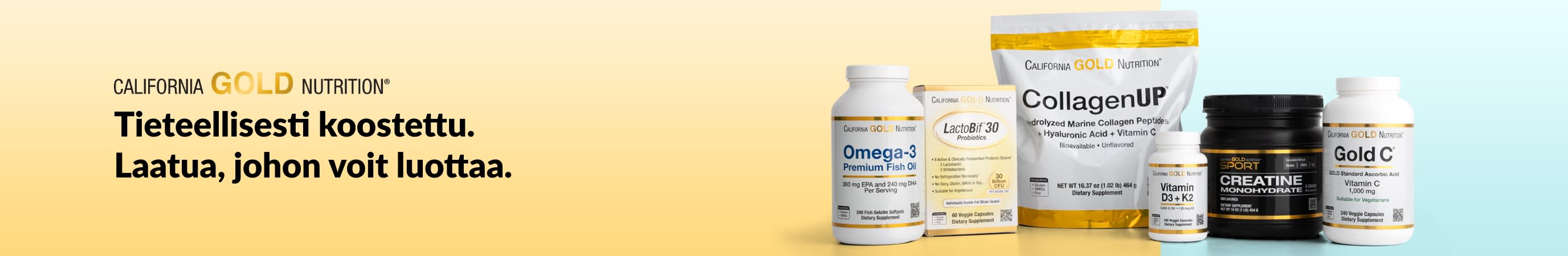 California Gold Nutrition: Tieteellisesti koostettu. Laatua, johon voit luottaa.