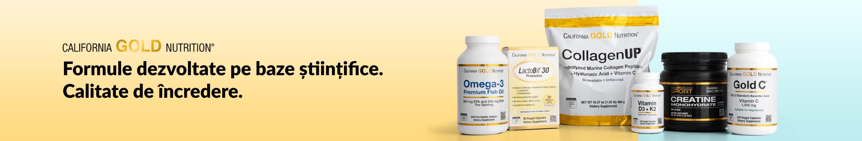 California Gold Nutrition: Formule dezvoltate pe baze științifice. Calitate de încredere.