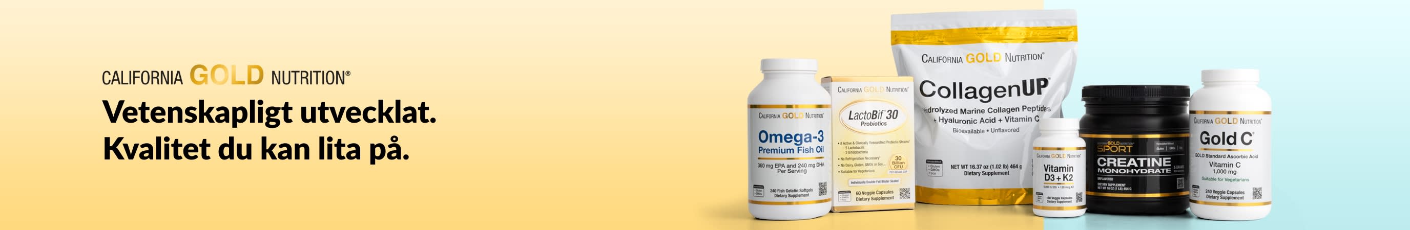 California Gold Nutrition: Vetenskapligt utvecklat. Kvalitet du kan lita på.